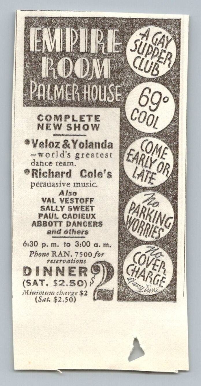 1933 Empire Room Palmer House Chicago Supper Club Ad 1930s Veloz & Yolanda Dance